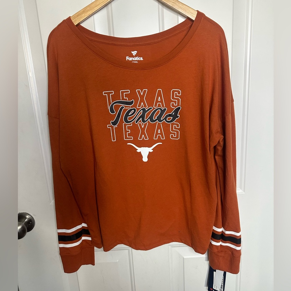 NWT Fanatics Women's Texas Longhorns Burnt Orange Long Sleeve Tee